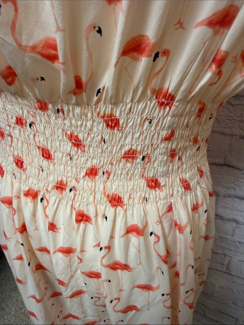 kate spade Cream Midi Dress with Coral Flamingo Print - Picture 5 of 7
